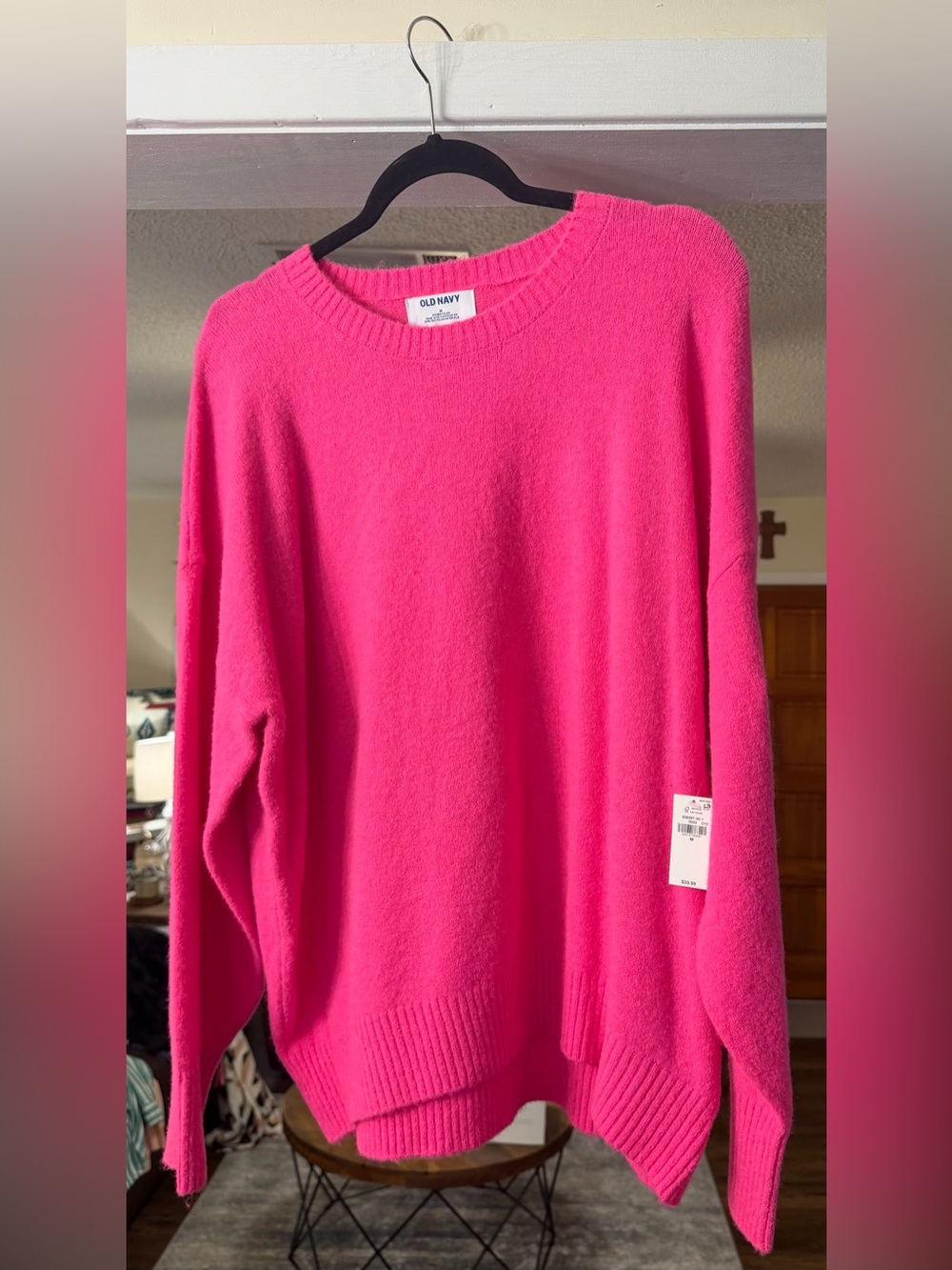 Old Navy Women's Bright Hot Pink Crewneck Sweater